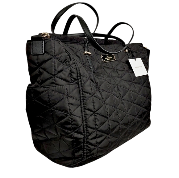 Kate Spade Black Quilted Kaylie Baby Bag Large Diaper Carrier NWT - Picture 7 of 9